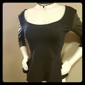 EUC Bebe black stretch peplum top